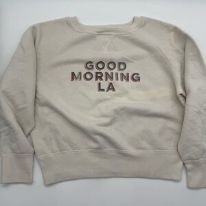 Nili Lotan Cream Triple Fleece Sweatshirt with Graphic Text, Size Small, *flaw‎
